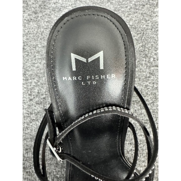 Marc Fisher LTD Black Rhinestone Strappy Stiletto Heels Size 8.5M Glam - Picture 6 of 11